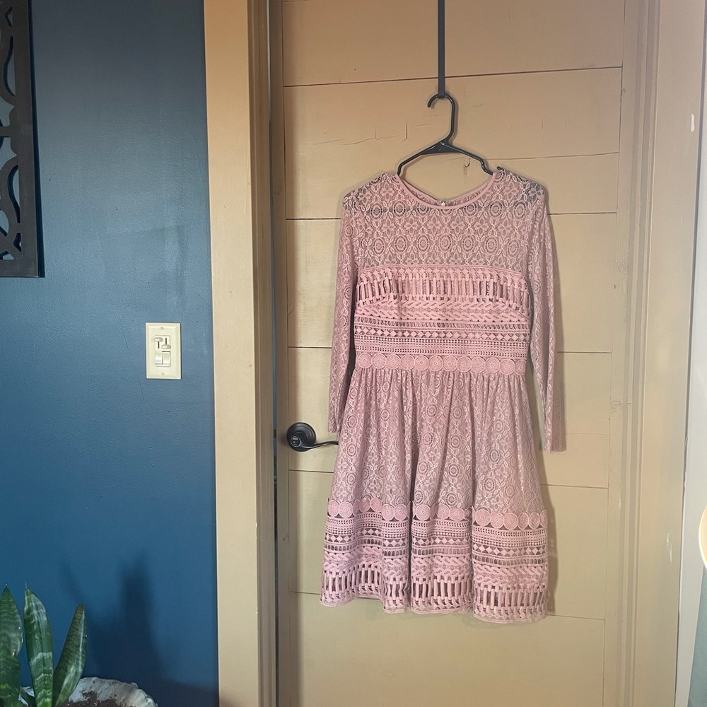 ASOS Lace Midi Cocktail Dress in Mink